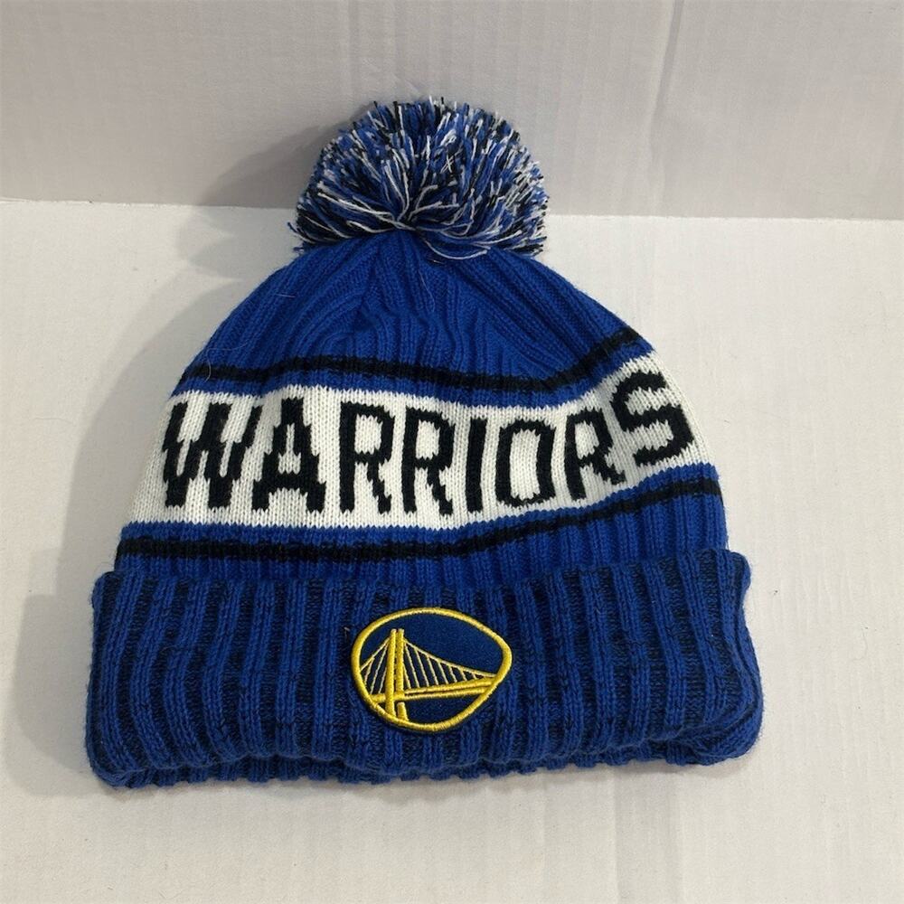 NBA Golden State Warriors Beanie Hat One Size Blue Cuffed Pom Pom